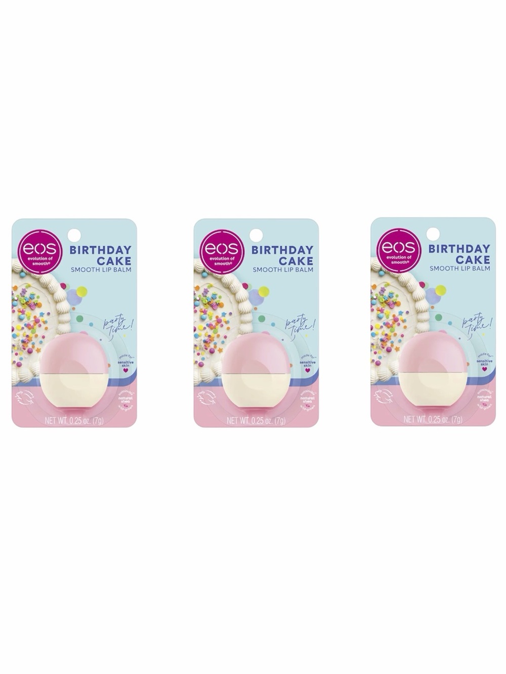 eos Birthday Cake Smooth Lip Balm 3 Pack Limited Edition Vanilla Cake Scent FC1